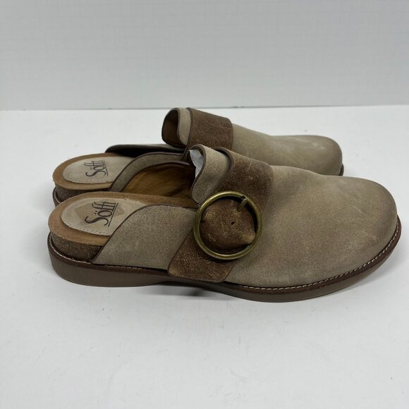 Sofft Billie Oiled Mules Suede Leather Cashmere Tan Slip on Shoes Sz. 9 - Picture 2 of 9